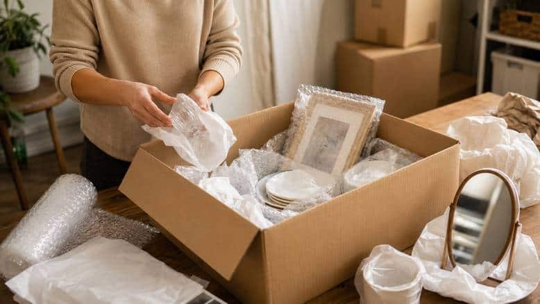 Kırılacak cam porselen ayna ve dekoratif eşyaları balonlu naylonla paketleme